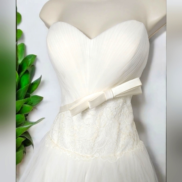 Elegant Ivory Lace/Zipper Multi Layered Wedding Dress - Picture 1 of 16